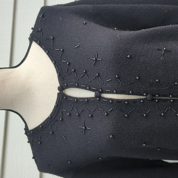 Vintage Nipon Studio Beaded Long 1/2 button Cardigan Sweater - Picture 2 of 14